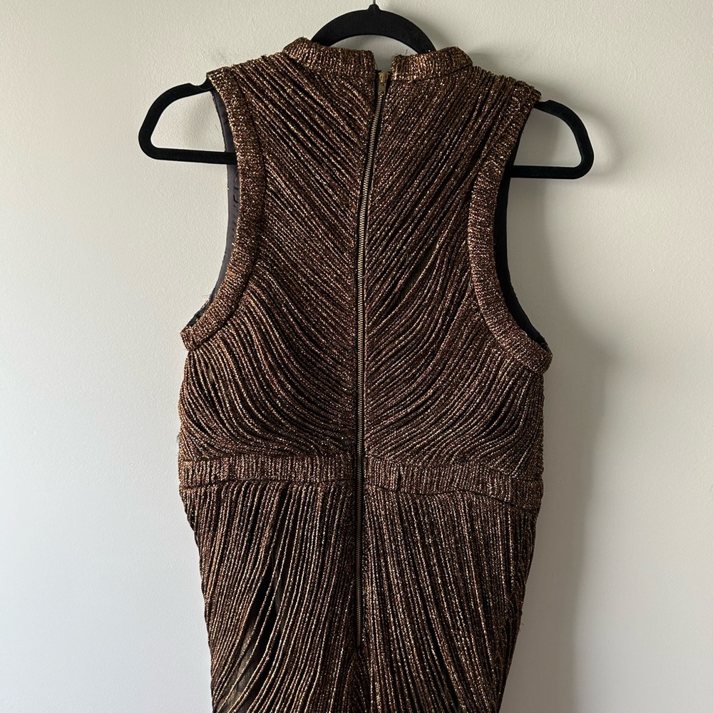 Not So Serious by Pallavi Mohan fringed copper colored halter dress - Picture 7 of 9